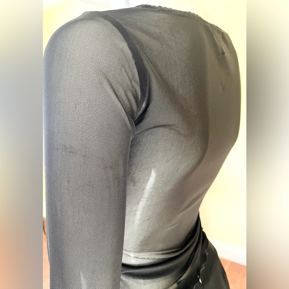 Current Mood Black sheer long sleeve top extra long bell sleeves Gothic Emo US M - Picture 4 of 15